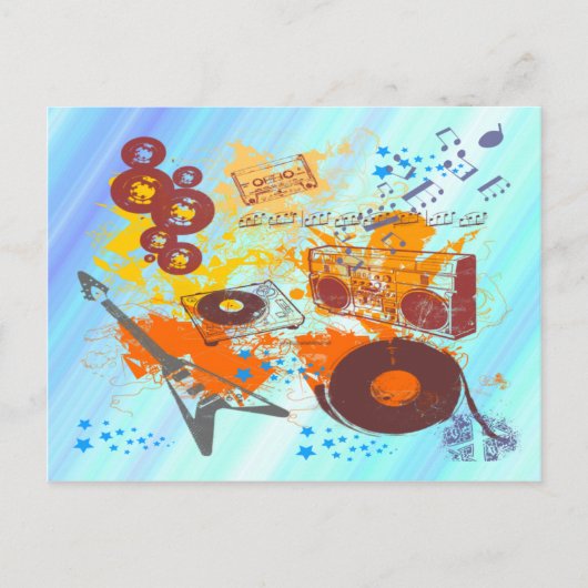 Retro 80's muziek briefkaart (Voorkant)