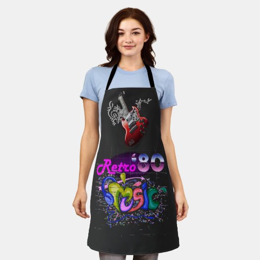  Retro 80's Muziek Schort (Gedragen)