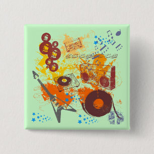Retro 80's muziek vierkante button 5,1 cm