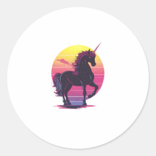 Retro 80s Neon Eenhoorn (1) Ronde Sticker