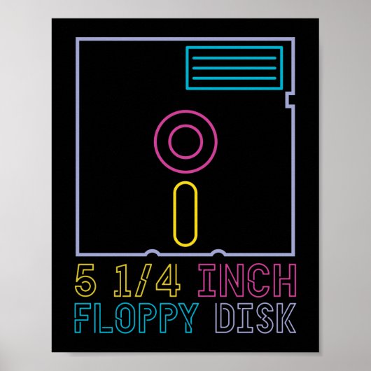 Retro 80s Neon Floppy Disk van 90 jaar Poster (Voorkant)
