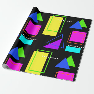 RETRO 80S NEON FLUORO COLOR GEOMETRIC SHAPE PRINT CADEAUPAPIER