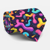 Retro 80s Neon geometrisch patroon Stropdas (Opgerold)