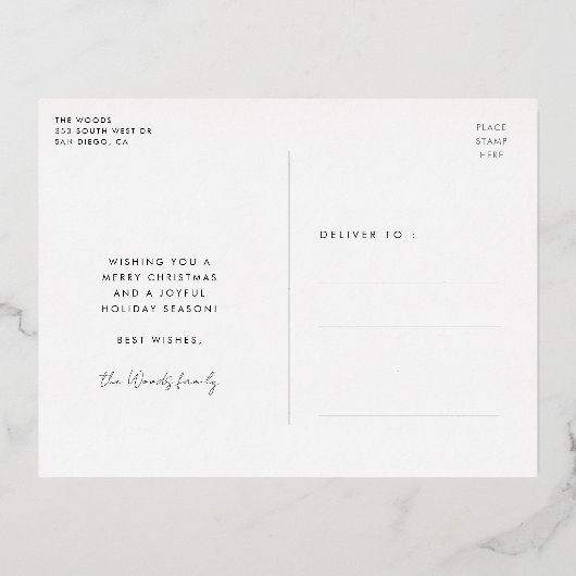 Retro 80s Neon lichten Vrolijk Kerstmis Folie Feestdagen Briefkaart (Achterkant)