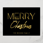 Retro 80s Neon lichten Vrolijk Kerstmis Folie Feestdagen Briefkaart (Voorkant)