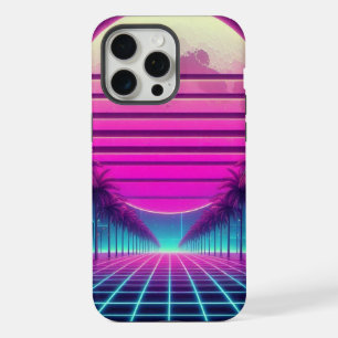 retro, 80s neon maan/palmen iPhone 15 pro max hoesje