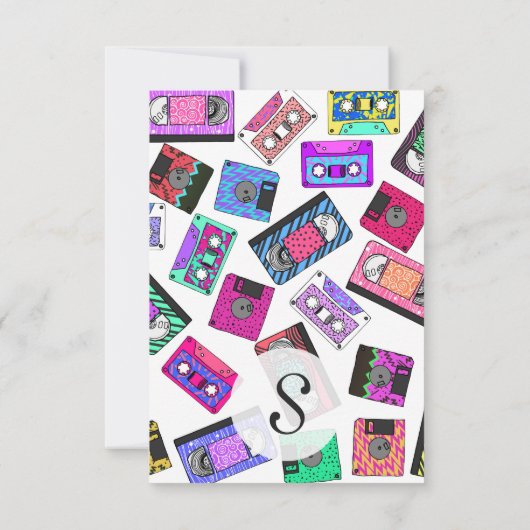 Retro 80's Neon Patterned Cassettebandjes van 90's Bedankkaart (Achterkant)