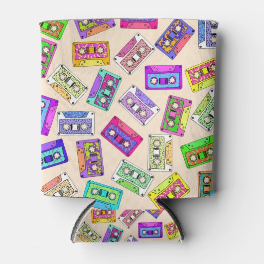Retro 80's Neon Patterned Cassettebandjes van 90's Blikjeskoeler (Voorkant)
