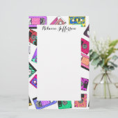 Retro 80's Neon Patterned Cassettebandjes van 90's Briefpapier (Staand voorkant)
