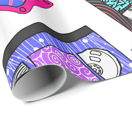 Retro 80's Neon Patterned Cassettebandjes van 90's Cadeaupapier (Rol Hoek)