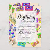 Retro 80's Neon Patterned Cassettebandjes van 90's Kaart (Voorkant / Achterkant)