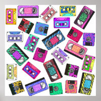 Retro 80's Neon Patterned Cassettebandjes van 90's