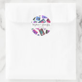 Retro 80's Neon Patterned Cassettebandjes van 90's Ronde Sticker (Tas)