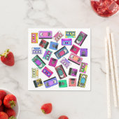 Retro 80's Neon Patterned Cassettebandjes van 90's Servetten (Insitu)