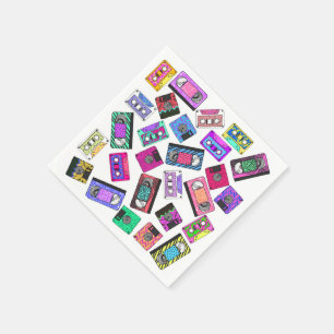 Retro 80's Neon Patterned Cassettebandjes van 90's Servetten