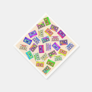 Retro 80's Neon Patterned Cassettebandjes van 90's Servetten