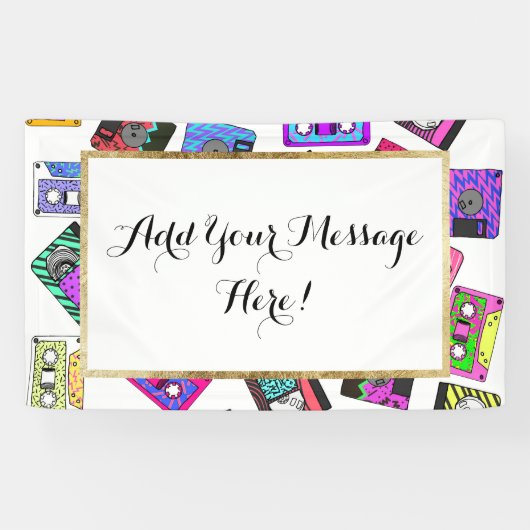 Retro 80's Neon Patterned Cassettebandjes van 90's Spandoek (Horizontaal)