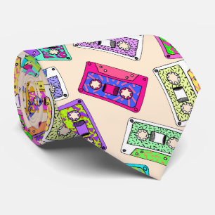 Retro 80's Neon Patterned Cassettebandjes van 90's Stropdas