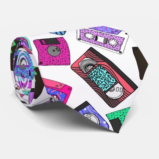 Retro 80's Neon Patterned Cassettebandjes van 90's Stropdas (Opgerold)