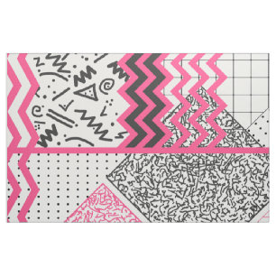 Retro 80's Neon Pink Black Witte kribbels van 90's Stof