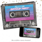 Retro 80s Neon Roze Blauw Mixtape Cassette Party I Kaart