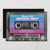 Retro 80s Neon Roze Blauwe Cassette 40e Verjaardag Kaart (Voorkant / Achterkant)