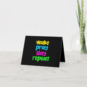 Retro 80's Neon Sign Wake Pray Slay Herhaal
