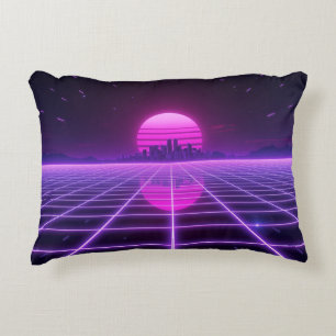 Retro 80s Neon Synthwave Raster Accent Kussen