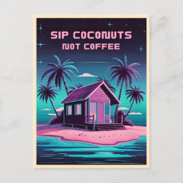 Retro 80s Neon Synthwave Tropisch Eiland Zomer Briefkaart