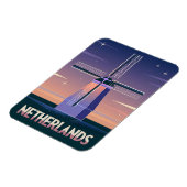 Retro 80s Neon Vaporwave Nederland Windmolen Magneet (Linkerzijde)