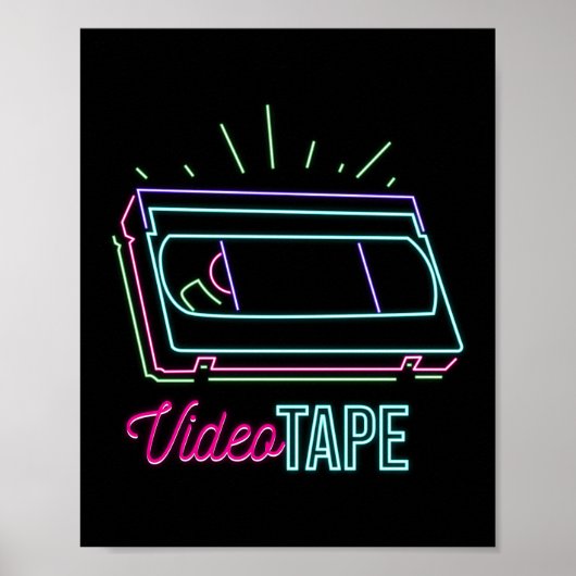 Retro 80s Neon Video Tape Vhs Poster (Voorkant)