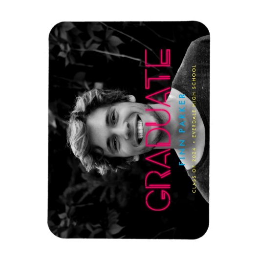 Retro 80s neonverlichting Foto-afstuderen Magneet (Verticaal)