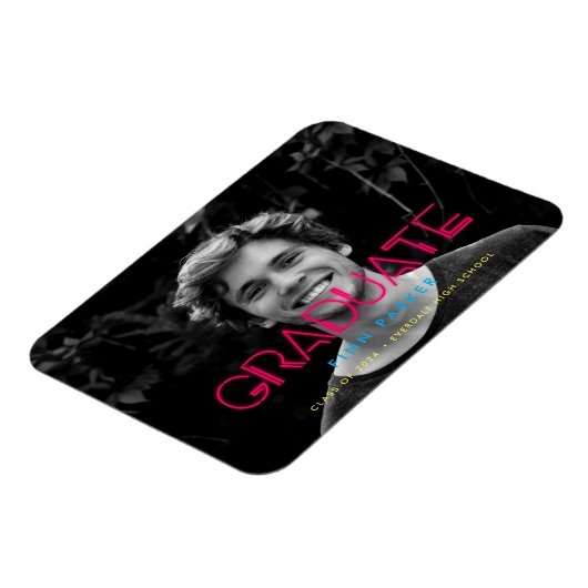 Retro 80s neonverlichting Foto-afstuderen Magneet (Linkerzijde)