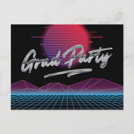 Retro 80's New Wave Afstuderen Afstudeerder Party  Briefkaart (Voorkant)