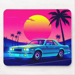 Retro 80s Outrun Sunset XL Gaming Bureaumat Muismat