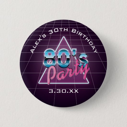 Retro 80's Party Button (Voorkant)