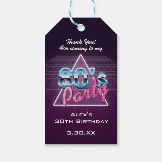 Retro 80's Party Gift Labels Cadeaulabel (Voorkant)