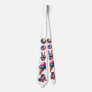 Retro 80's Patriot Vlag Stropdas