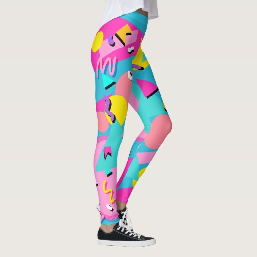 Retro 80s Pattern Leggings Vibrant Colourful (Rechts)