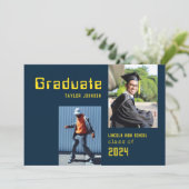 Retro 80's Photo Afstuderen Flat Aankondiging Kaar (Staand voorkant)