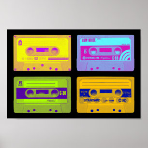 Retro 80s Pop Art Cassettebandjes Poster