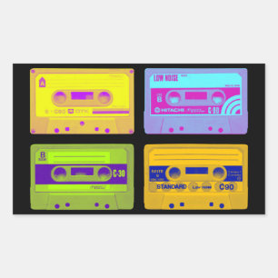 Retro 80s Pop Art Cassettebandjes Rechthoekige Sticker