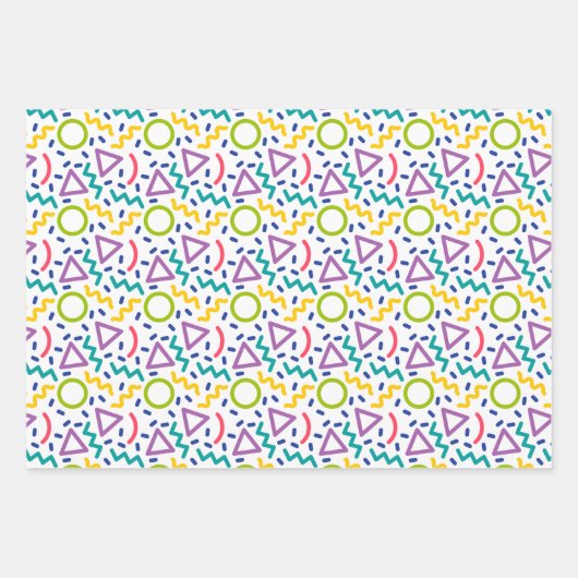Retro 80s Pop Memphis Pattern Wrapping Paper (Voorkant)