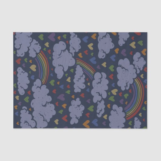 Retro 80s Rainbow Hearts Tissuepapier (Voorkant)