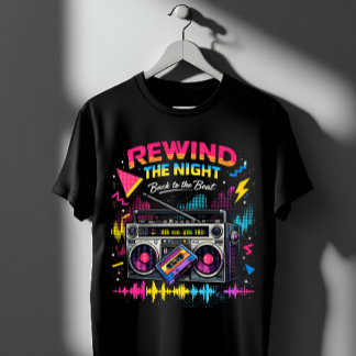 Retro 80s Rewind The Night Boombox Music T-shirt