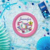 Retro 80's Roller Schaats Party Birthday Papieren Bordje (Feest)