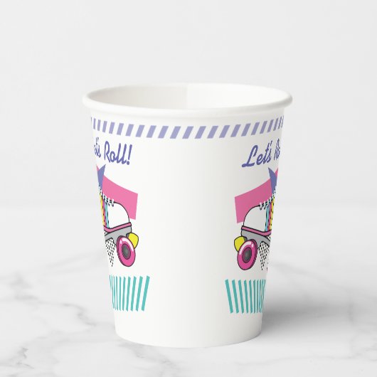 Retro 80s Roller Schaats Party Paper cup Papieren Bekers (Links)