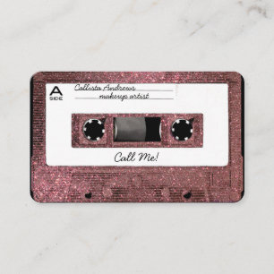 Retro 80's Roos Gouden Glitter Cassettebandje Mixt Visitekaartje