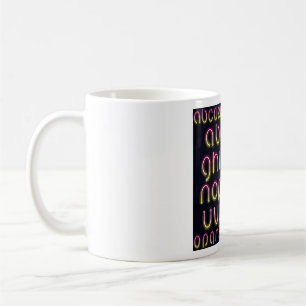 Retro 80s Roze en Gele Gloeiende Neon Alfabet Koffiemok
