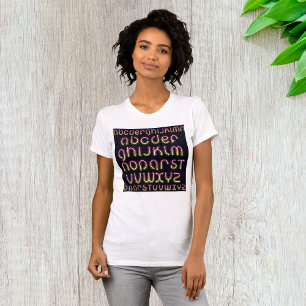 Retro 80s Roze en Gele Gloeiende Neon Alfabet T-shirt